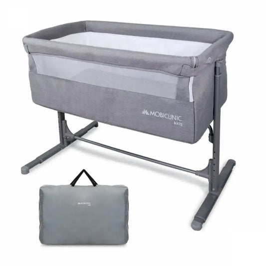 Lit bébé à hauteur réglable Mobiclinic Moon Grey avec mode sommeil