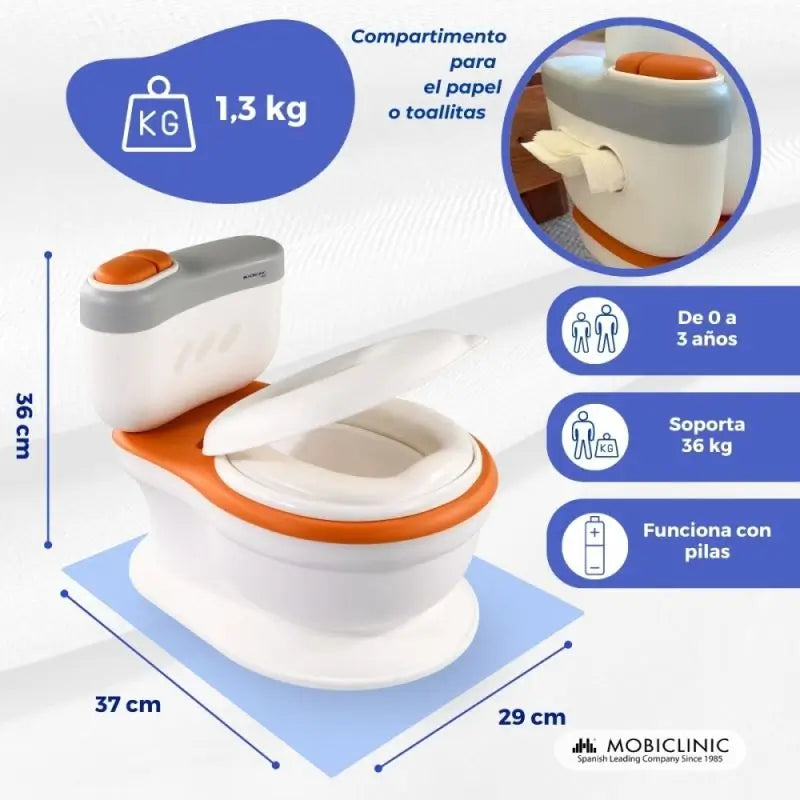Mobiclinic Toilette Enfant Toikid de 1 à 6 ans Orange