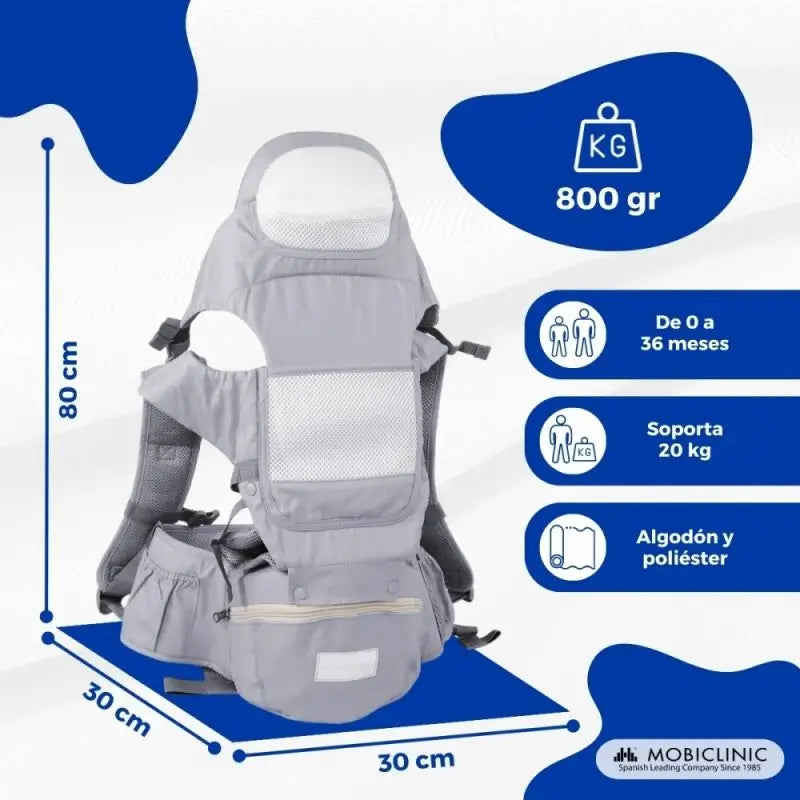 Porte-bébé Mobiclinic Moley 6 en 1 Gris