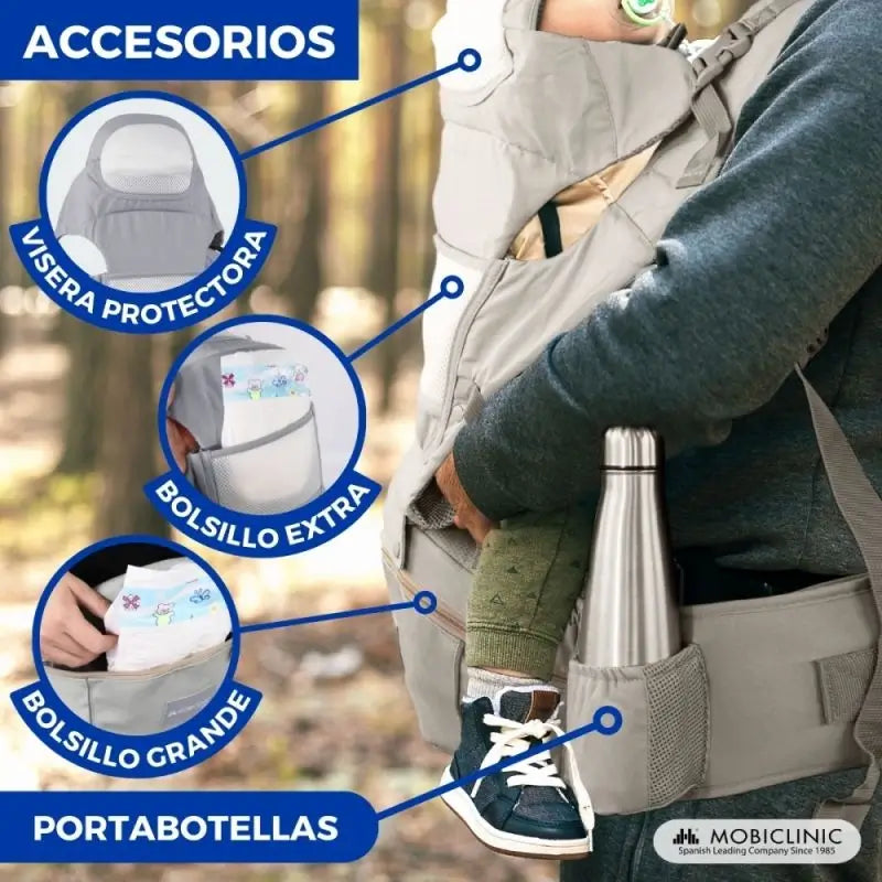 Porte-bébé Mobiclinic Moley 6 en 1 Gris