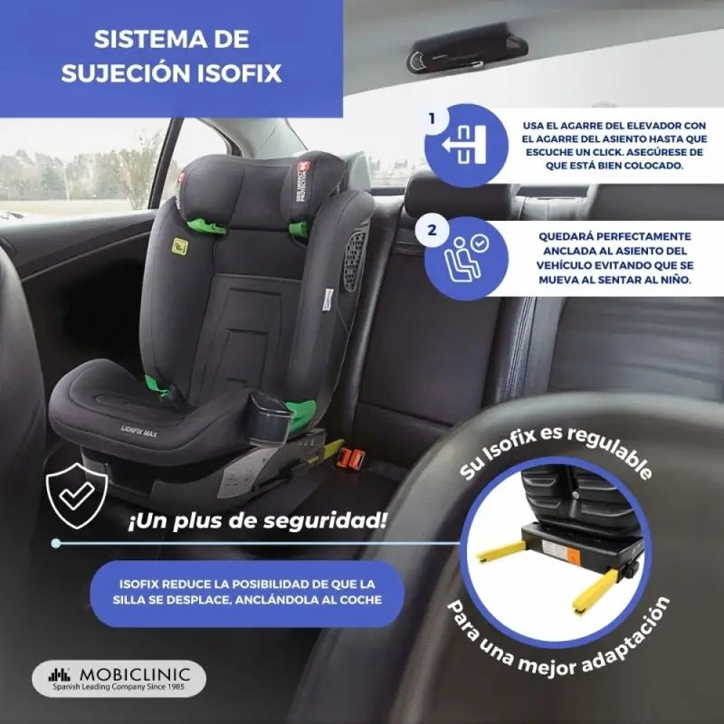 Mobiclinic Siège auto pour bébé Lionfix Max 100-150 Cm Noir