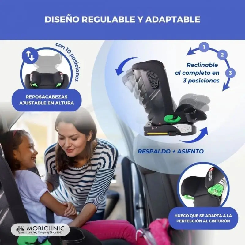 Mobiclinic Siège auto pour bébé Lionfix Max 100-150 Cm Noir