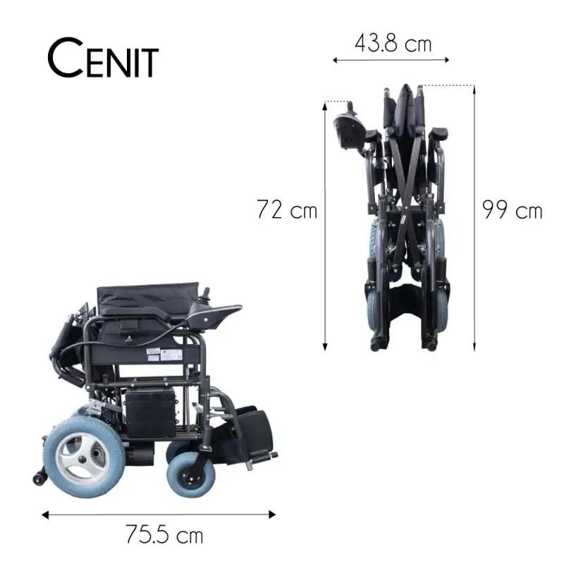 Fauteuil roulant électrique pliant Mobiclinic - Auton. 20 Km - 20Ah - Moteur - Acier - Noir - Cenit