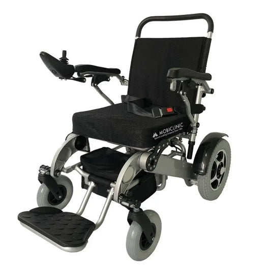 Mobiclinic Fauteuil roulant électrique pliant 17 Km Aluminium Réglable Sûr et Confortable Troya
