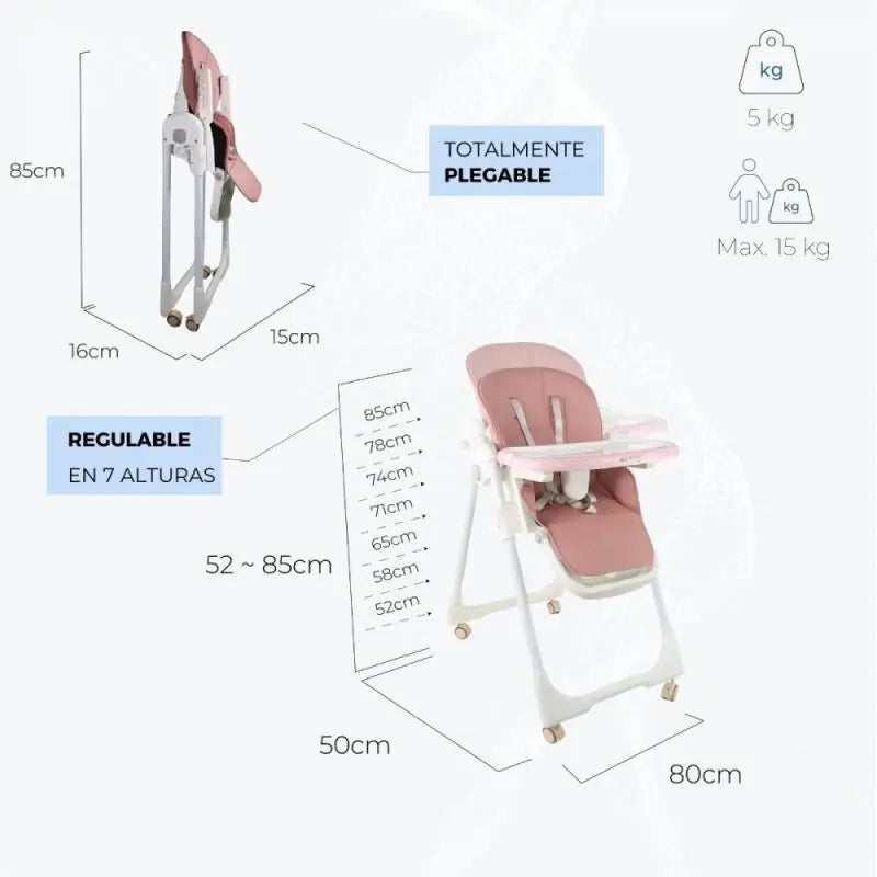 Chaise haute Mobiclinic Simba rose