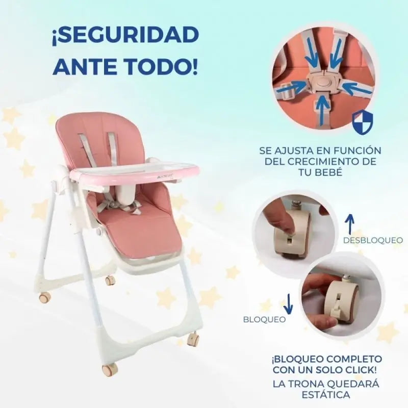 Chaise haute Mobiclinic Simba rose