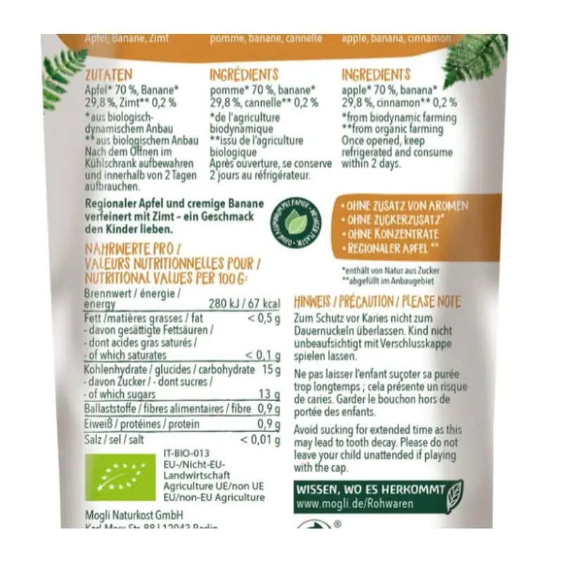 Mogli Smoothie Pomme Banane Cannelle 6Udsx120Gr Demet**
