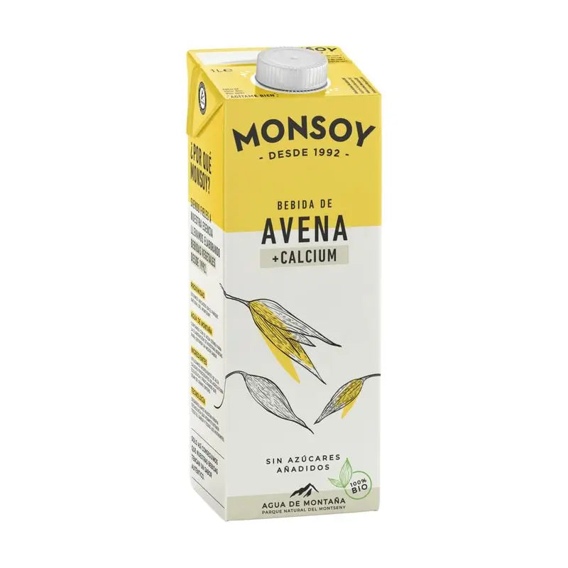 Monsoy Boisson végétale aux flocons d'avoine avec calcium 1Lt 6Uds. Bio