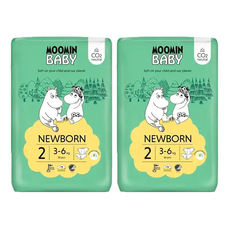 Couches pour bébés Moomin Taille 2, 2 x 56 pcs.