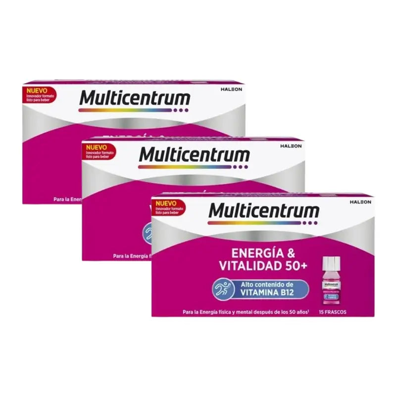 Multicentrum Energy & Vitality 50+ Complément alimentaire 3 x 15 bouteilles