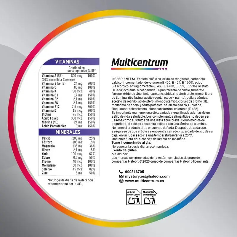 Multicentrum Man 50+ Complément alimentaire multivitaminé, 90 comprimés