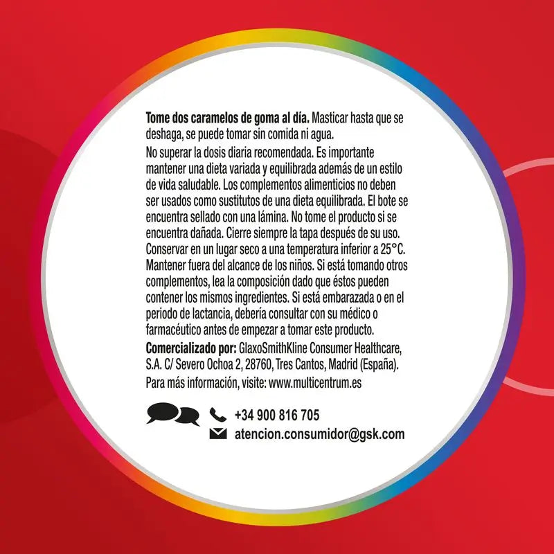 Multicentrum Vitagomis Energy, Complément alimentaire multivitaminé en gommes, 30 unités