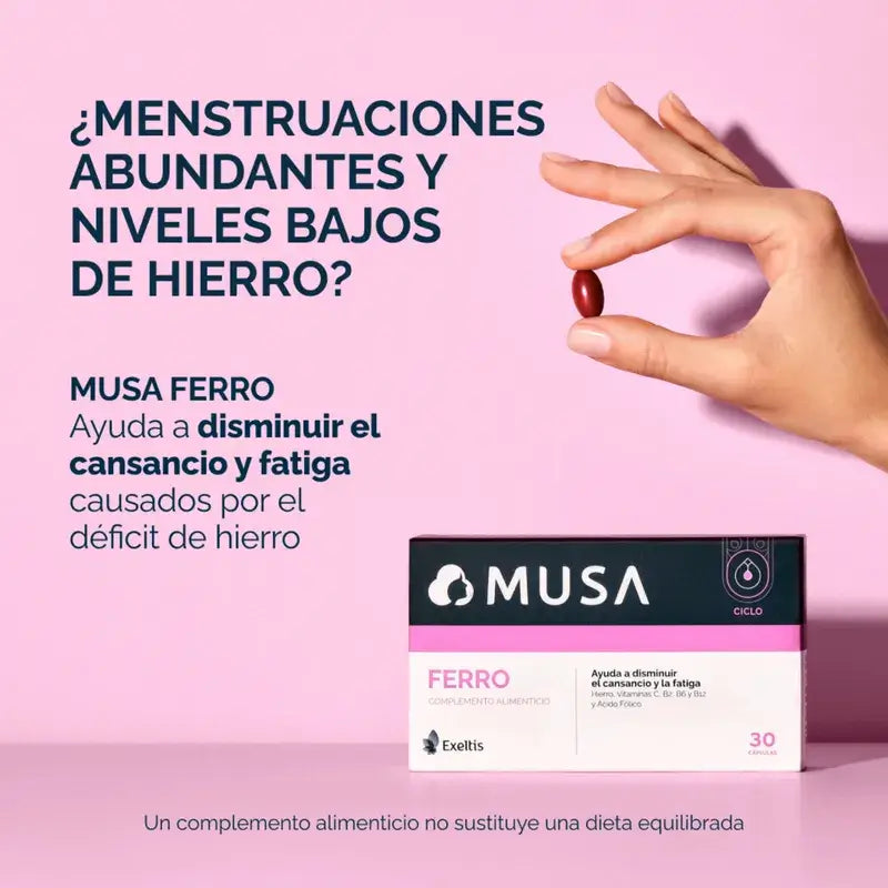 Musa Triplo Ferro Supplément Alimentaire en Fer, 3 x 30 gélules