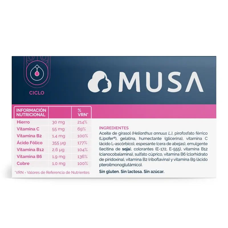 Musa Triplo Ferro Supplément Alimentaire en Fer, 3 x 30 gélules