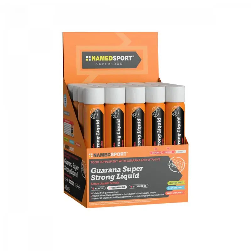 Supplément sportif nommé Guaranà Super Strong Liquid, 20 flacons x 25 ml