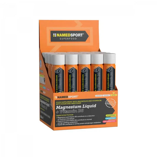 Named Sport Supplement Magnésium liquide+Vitamine B6, 20 flacons de 25 ml