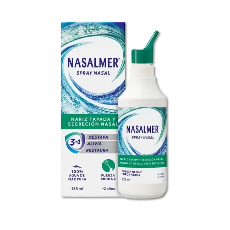 Nasalmer Medium Strength, Hygiène et soulagement nasal quotidien, 135 Ml Spray