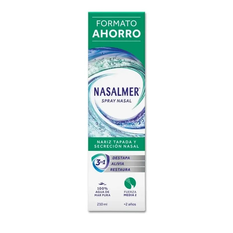 Nasalmer Medium Strength, Hygiène et soulagement nasal quotidien, 210 Ml Spray