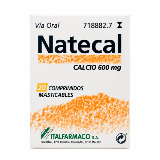 Natecal Calcium 600 mg 20 comprimés à croquer