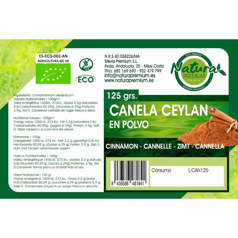 Natura Premium Cannelle de Ceylan en poudre Bio , 400 gr