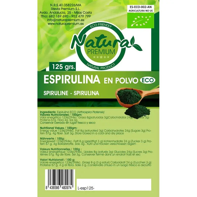 Natura Premium Spiruline en poudre Bio , 125 g
