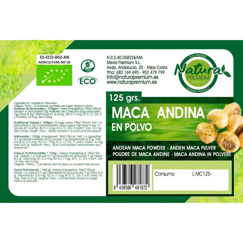 Natura Premium Maca en poudre Bio , 125 g