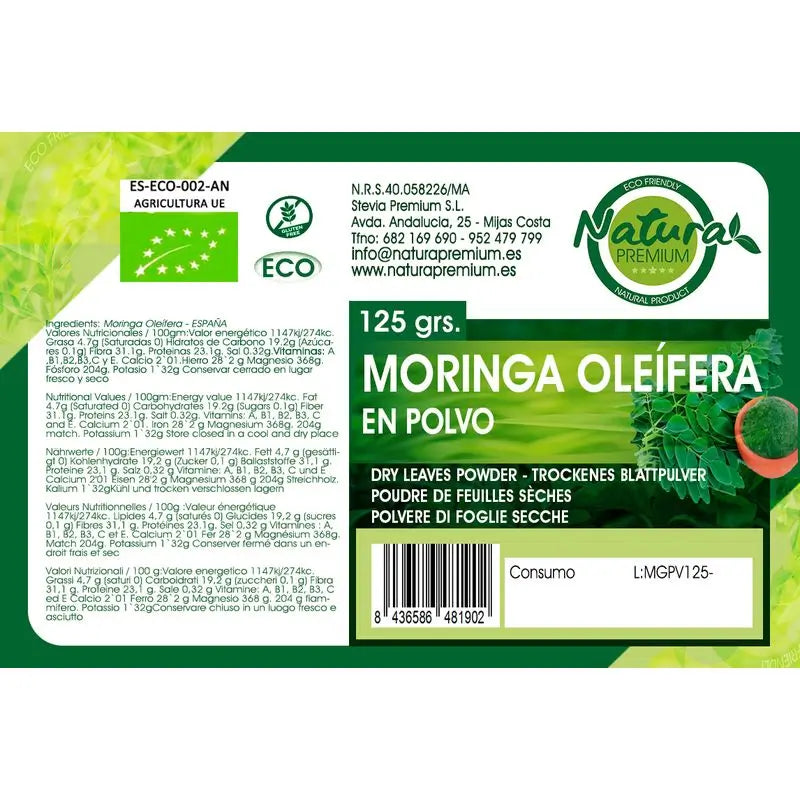 Natura Premium Organic Moringa en poudre, 400 g