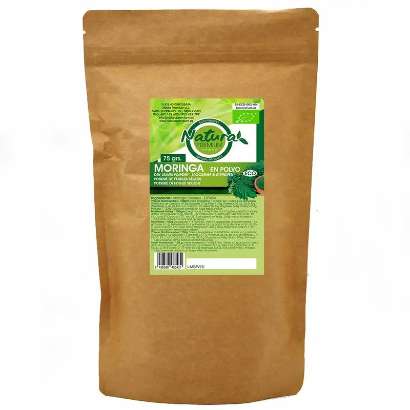 Natura Premium Organic Moringa en poudre, 75 g
