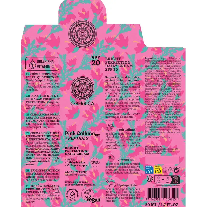 Natura Siberica Crème de jour pour le visage Pour une peau parfaite et éclatante Spf 20 , 50 ml