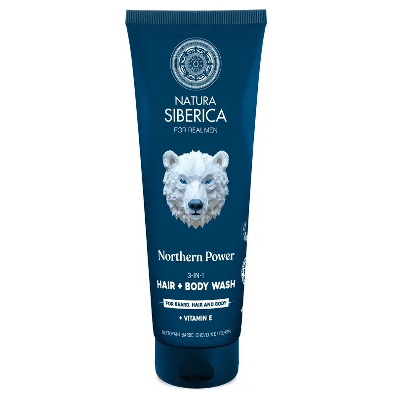 Natura Siberica Men Wild Arctic. Gel 3 en 1 pour les cheveux, le corps et le visage, 200 ml