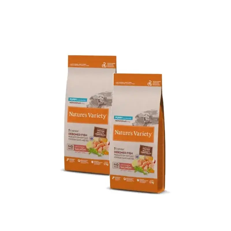 Nature's Variety Chiots de taille moyenne au saumon de l'Atlantique sans céréales, 12 kg, lot de 2