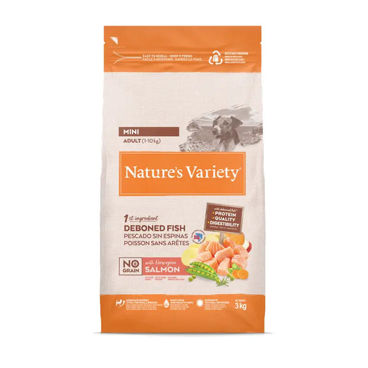 Nature'S Variety Croquettes pour chiens, Mini, au saumon, naturelles, 3 kg