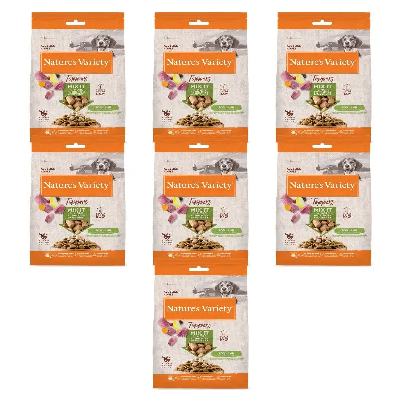 Nature'S Variety Toppers lyophilisés pour chiens, à l'agneau, naturels, 7 x 40 g