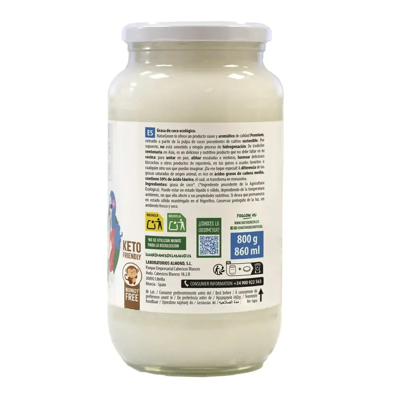 NaturGreen Coconut Fat Bio 860 ml / 800 g