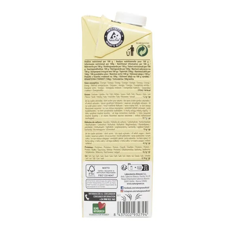 Naturgreen Riz sans sucres ajoutés Bio 1L, 1 l