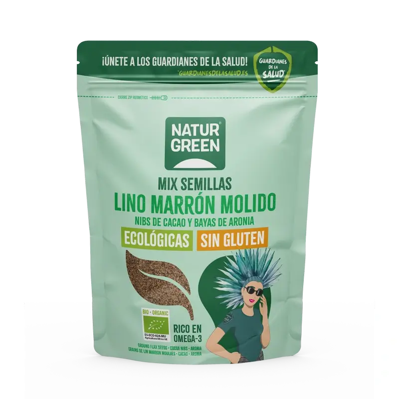 NaturGreen Graines de lin, gruau de cacao et aronia bio 150 g