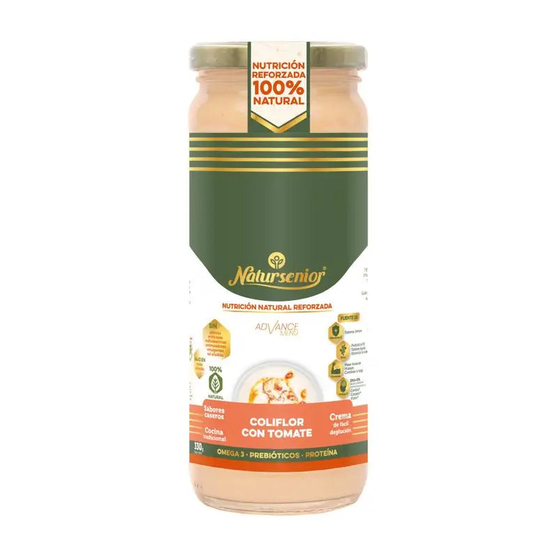 Natursenior Adult Crème de légumes au chou-fleur et à la tomate fumée avec Oméga 3 Dha, prébiotiques et protéines. 255 gr