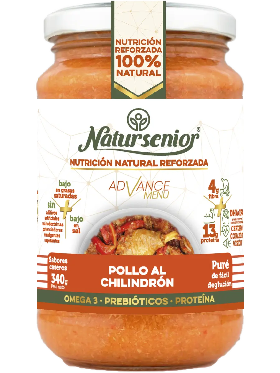 Natursenior Adulte Purée de Poulet avec Oméga 3 Dha+Epa, Prébiotiques et Protéines. 340 gr
