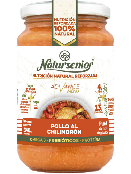 Natursenior Adulte Purée de Poulet avec Oméga 3 Dha+Epa, Prébiotiques et Protéines. 340 gr