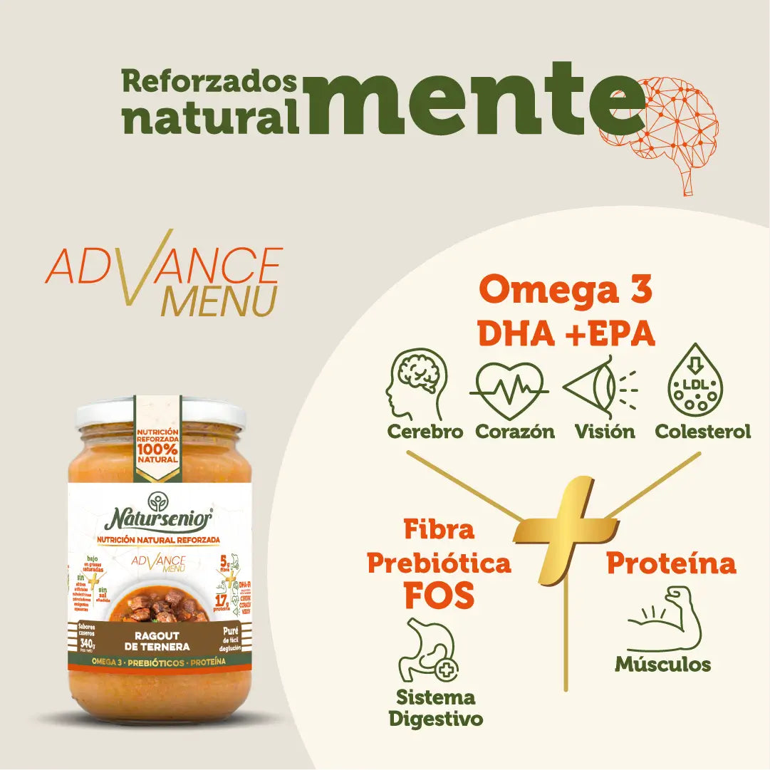 Natursenior Adult Ragoût de bœuf en purée avec oméga 3 Dha+Epa, prébiotiques et protéines. 340 gr
