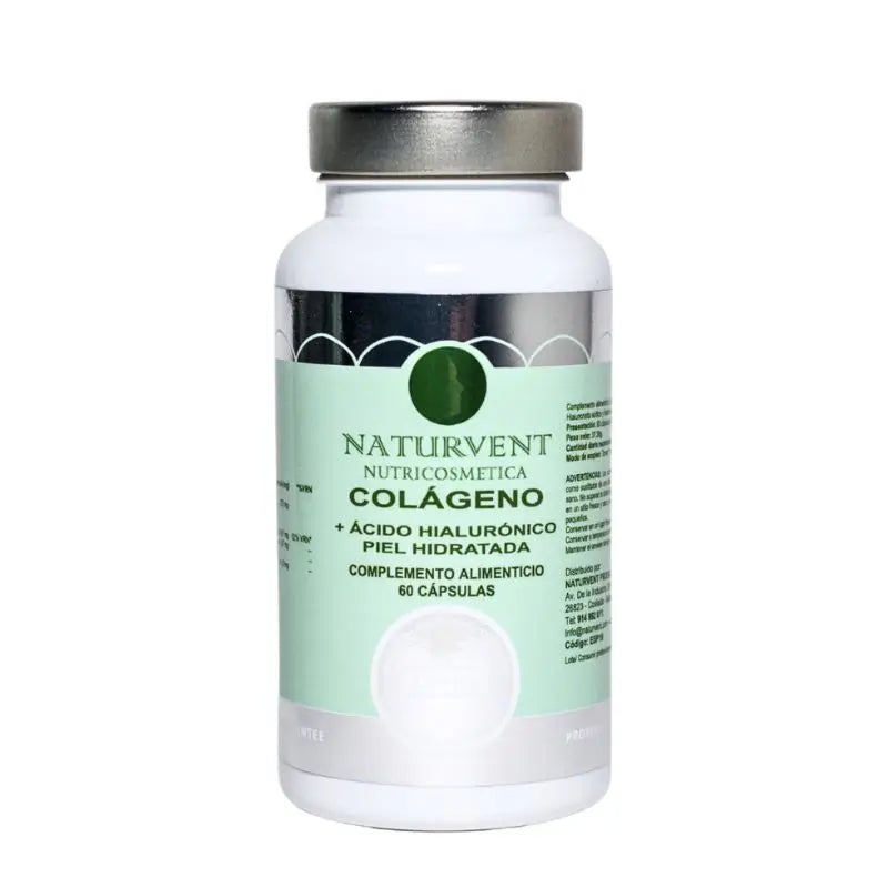 Naturvent Face Care Collagène hydrolysé avec acide hyaluronique et vitamine C, 60 gélules