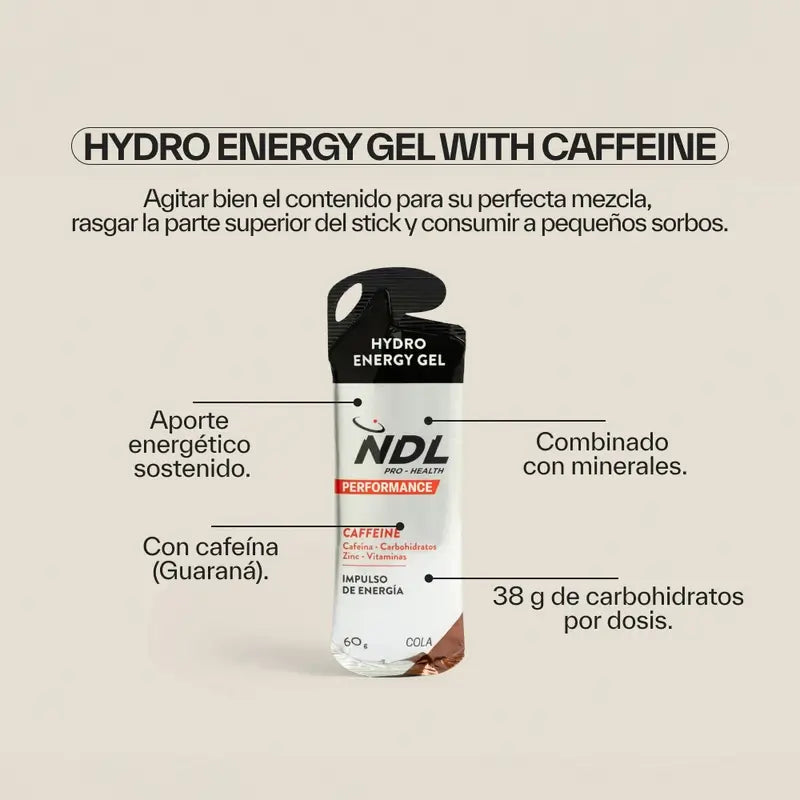 NDL Pro-Health Caffeinated Energy Gel Cola Flavour, Pack 12x60 grammes