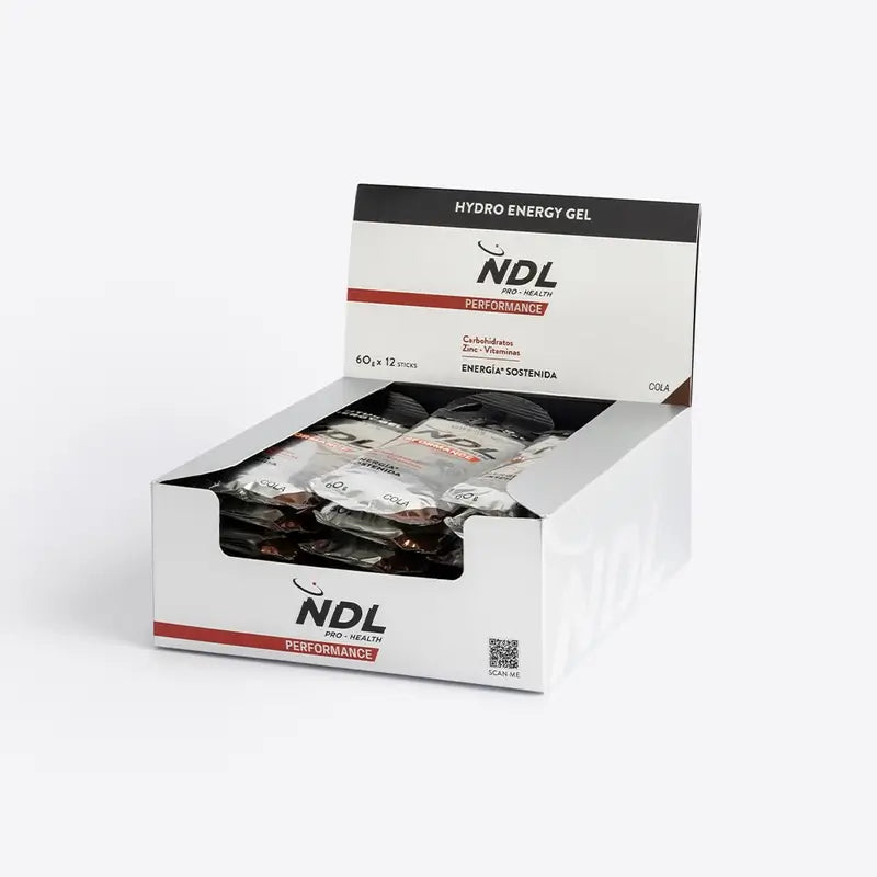NDL Pro-Health Gel énergétique sans caféine saveur Cola, paquet de 12x60 grammes