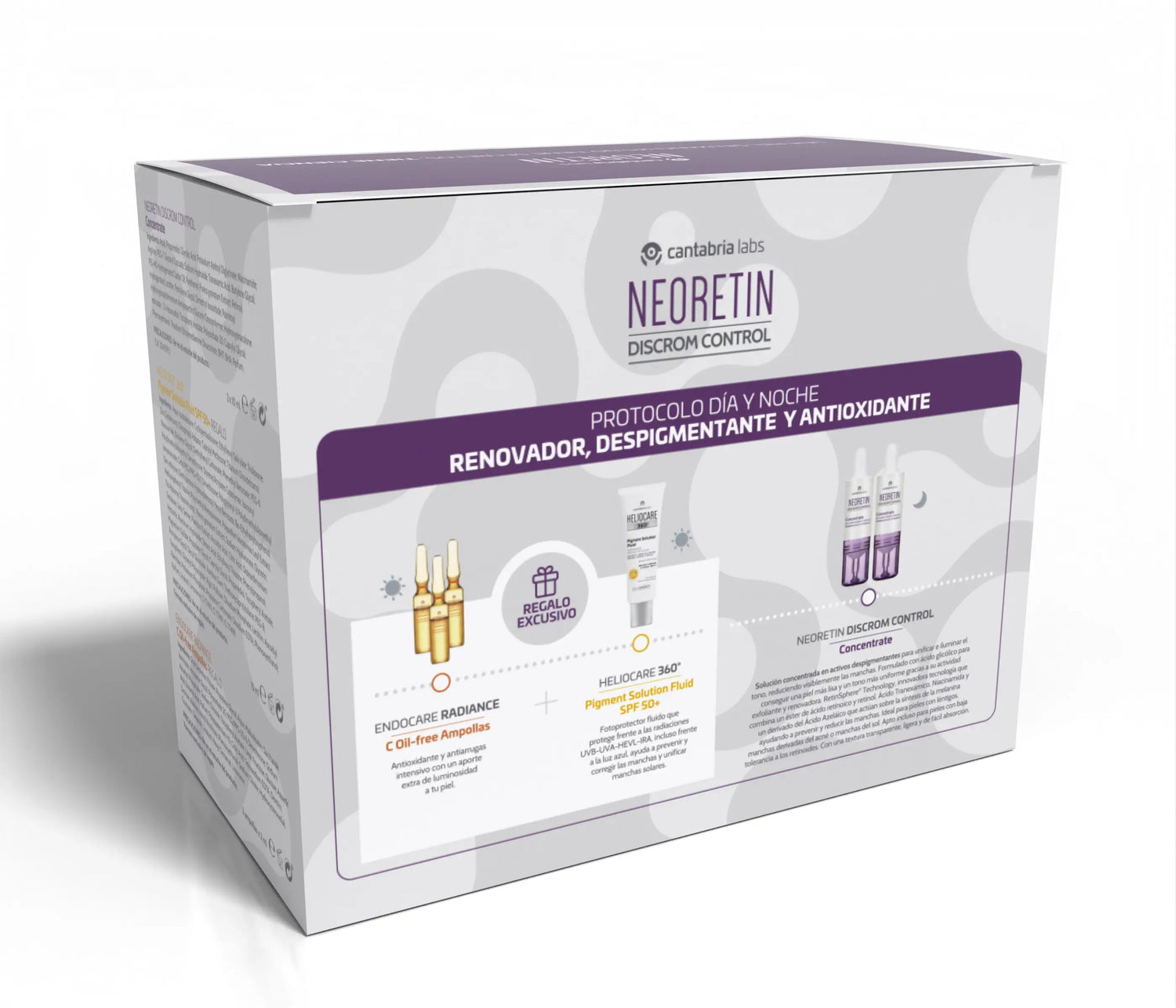 Neoretin Pack Discrom Concentré + Heliocare 360º Pigment solution SPF50+ Endocare Radiance Samples
