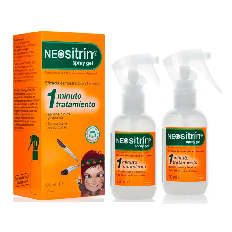 NEOsitrin® Spray gel liquide anti-poux, paquet de 2 x 100 ml