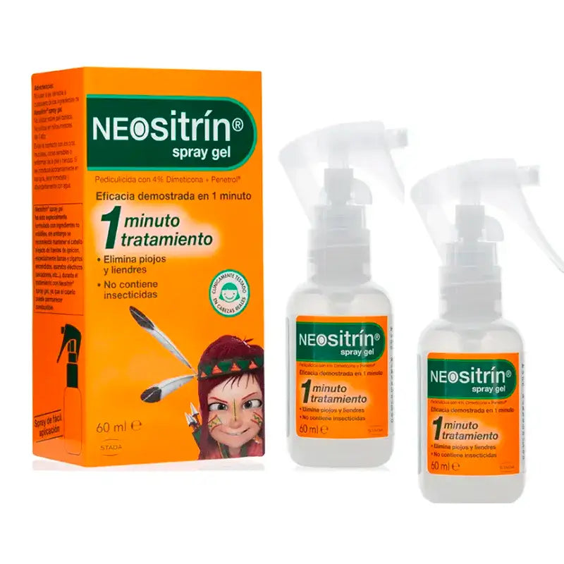 NEOsitrin® Spray gel liquide anti-poux, paquet de 2 x 60 ml