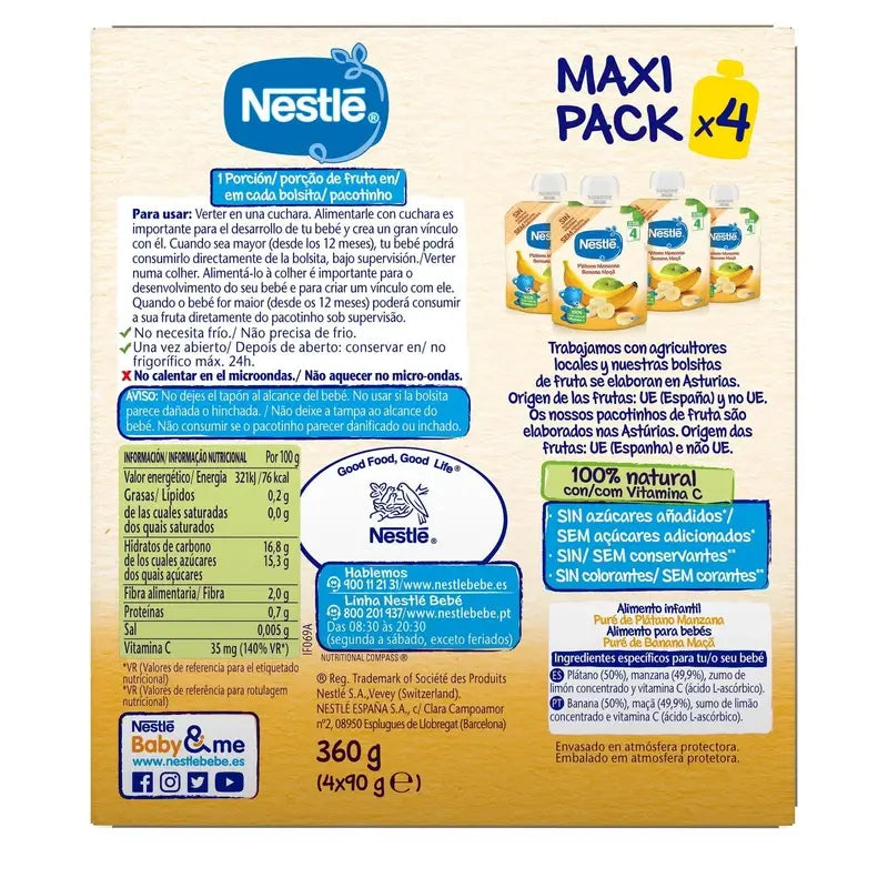 Sachet Nestlé Banane Pomme, 4X90g