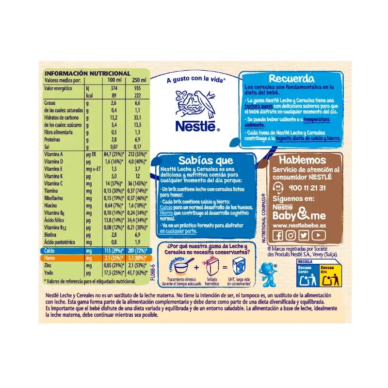 Nestlé Brik Milk & Cereals 8 Cereals with Maria Biscuit, 2X250 g