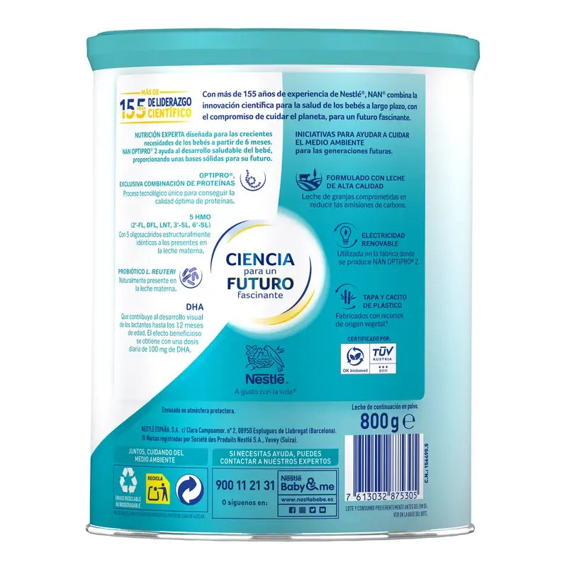 Lait maternisé Nestlé Nan Optipro 2, 800g