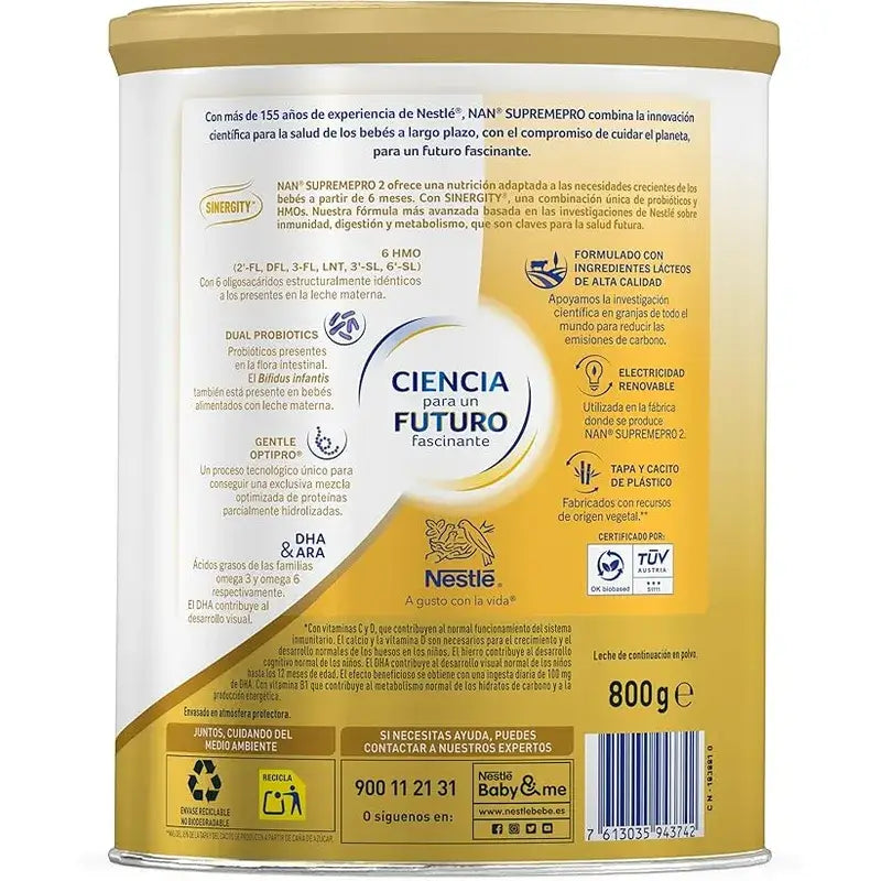 Préparation lactée Nestlé Nan Supreme Pro 2, 8X800 g